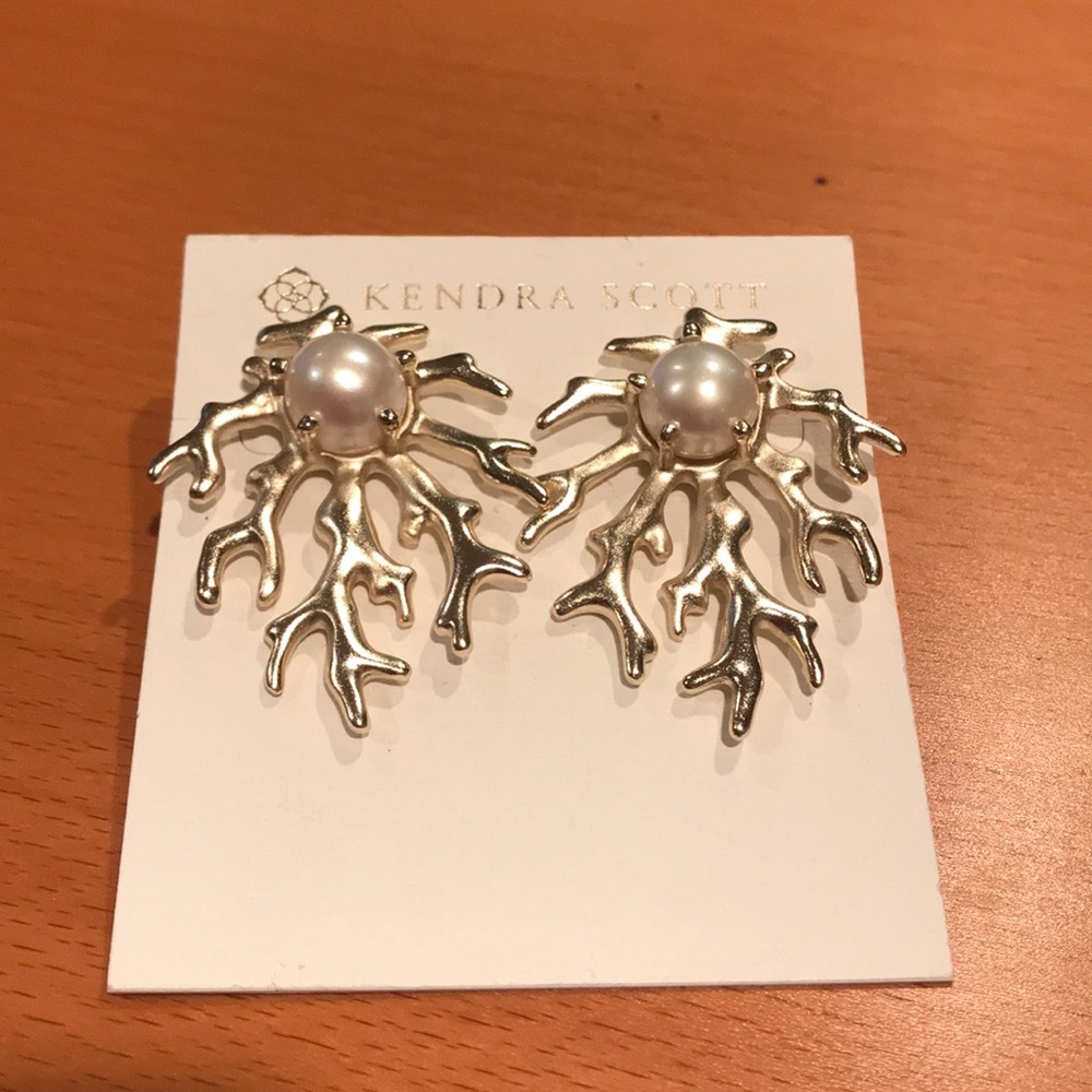 Kendra Scott Gold Coral Earrings with Pearl